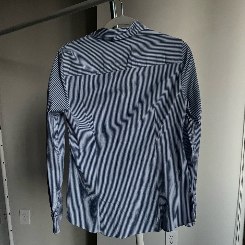 J Crew Navy Striped Button Down Blouse - Picture 4 of 4
